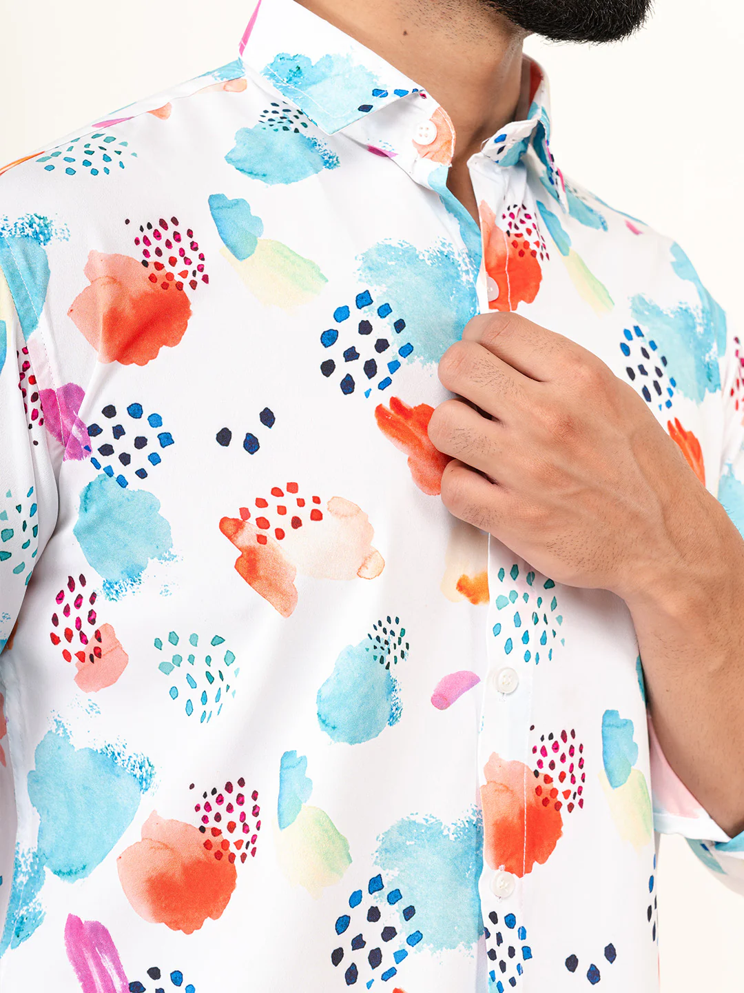 Abstract Crepe Printed Shirt For Men - Image 3