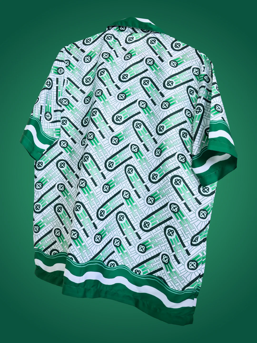 Abstract Printed Oversized Green Crepe Shirt - Image 3