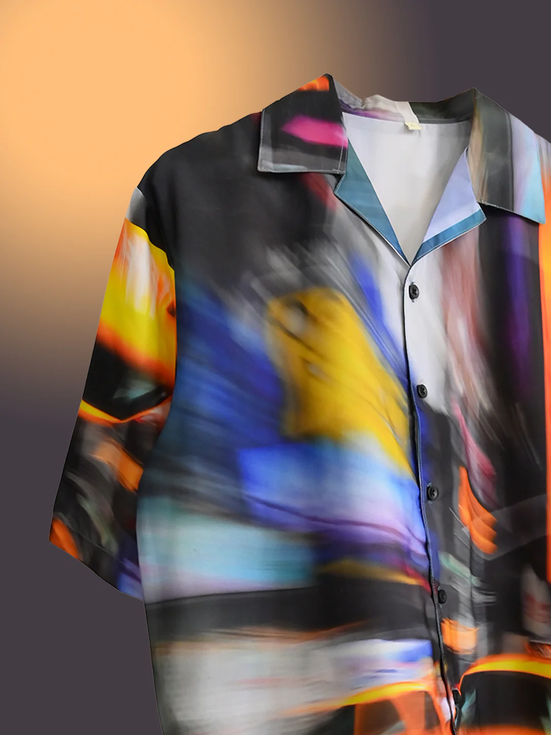 Abstract Printed Oversized Multicolor Crepe Shirt - Image 3