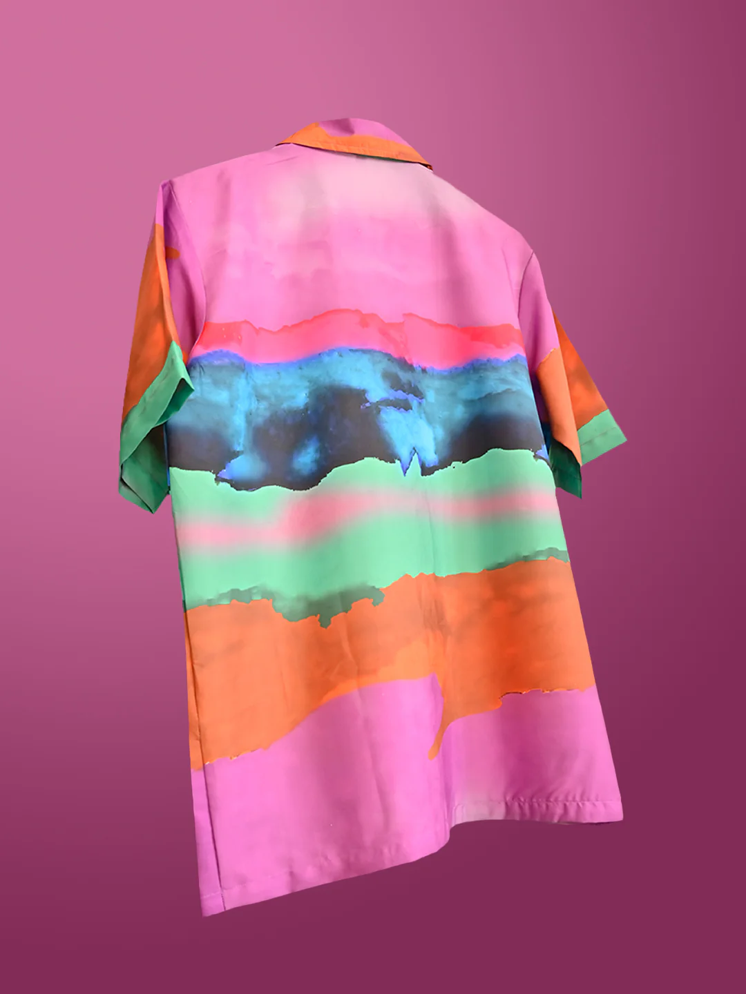 Abstract Printed Oversized Multicolor Crepe Shirt - Image 3