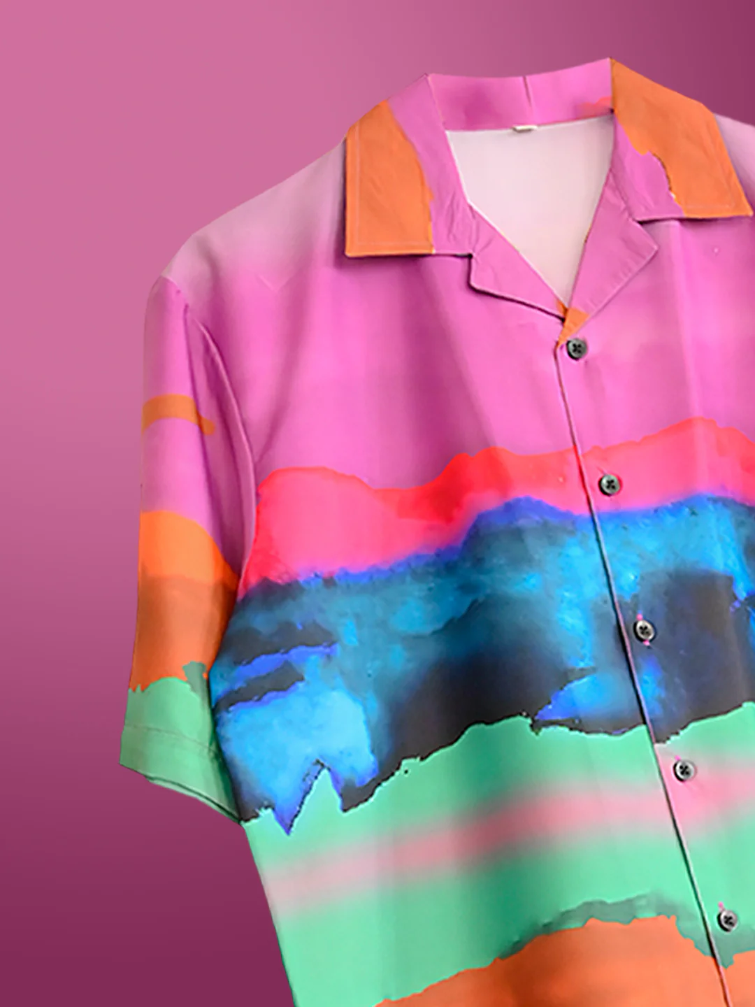 Abstract Printed Oversized Multicolor Crepe Shirt - Image 4