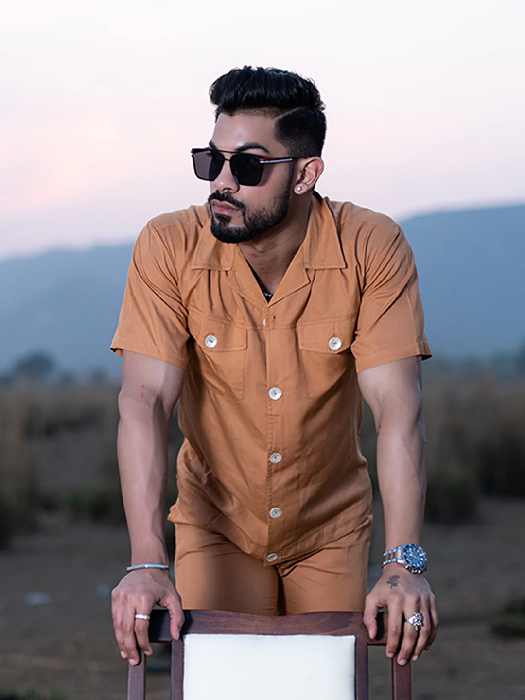 Beige Half Sleeves Modal Co-ord Set - Image 3