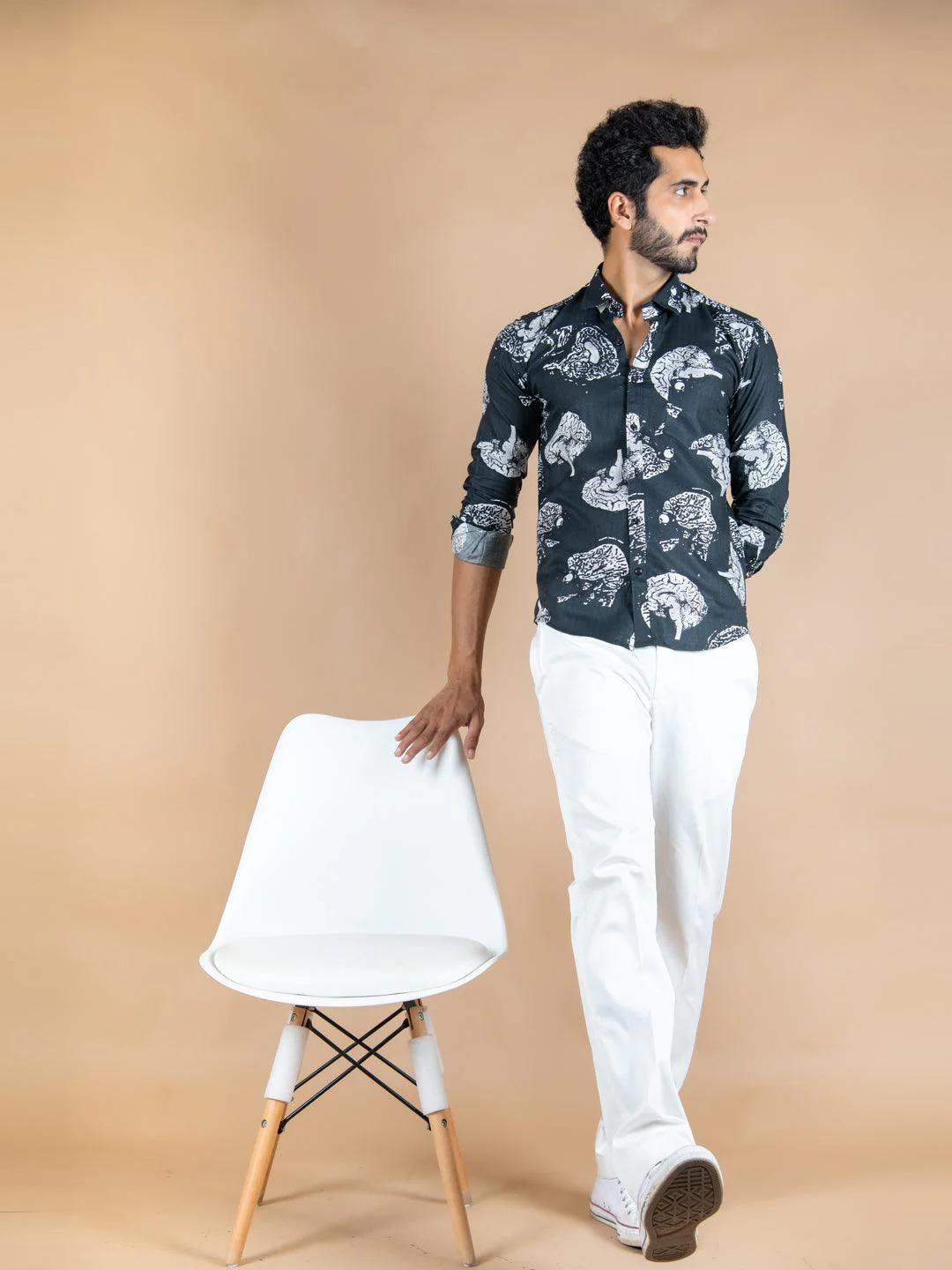 Black Brain Printed Cotton Shirt - Image 6