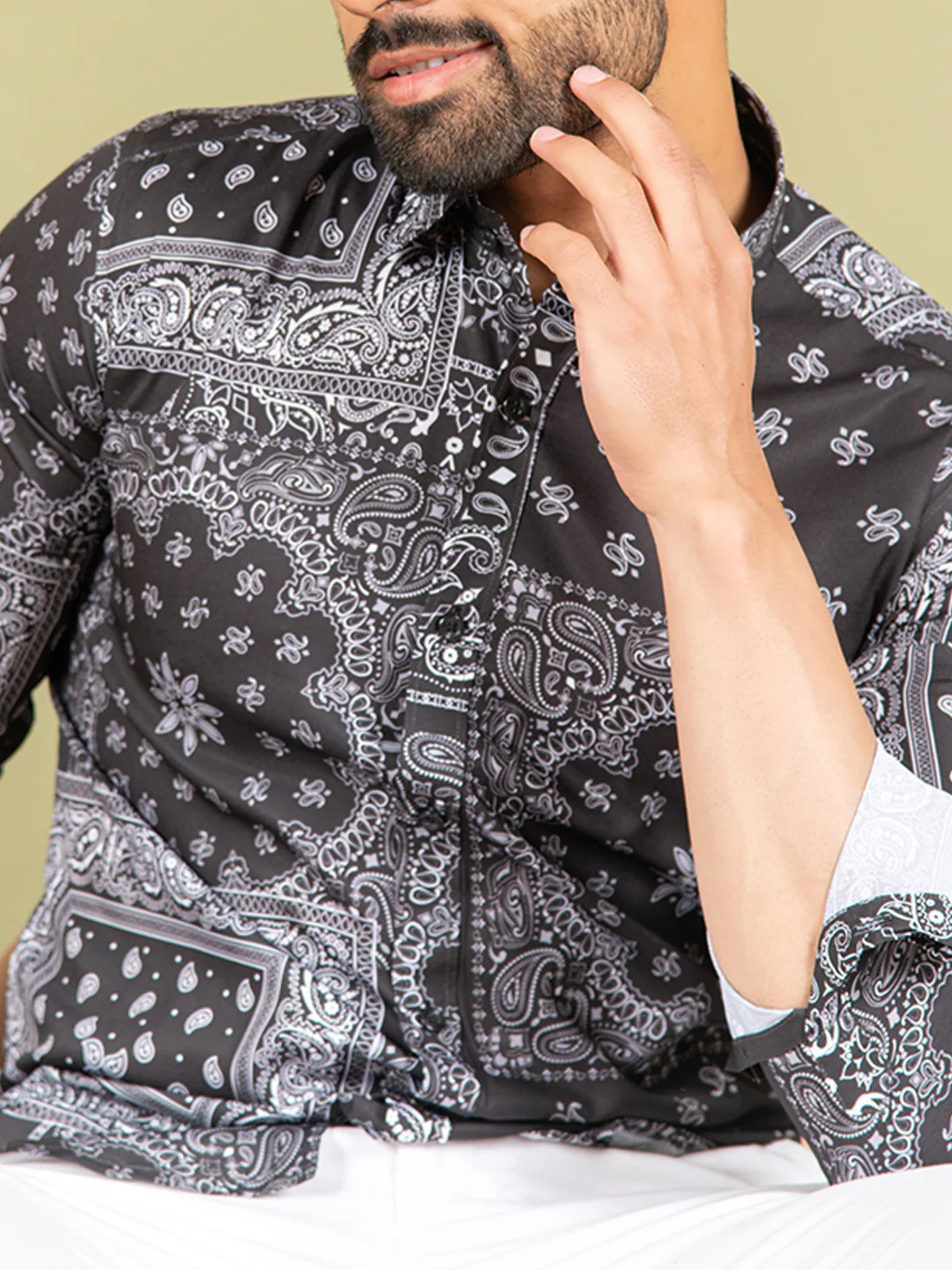 Black Crepe Printed Shirts - Image 3