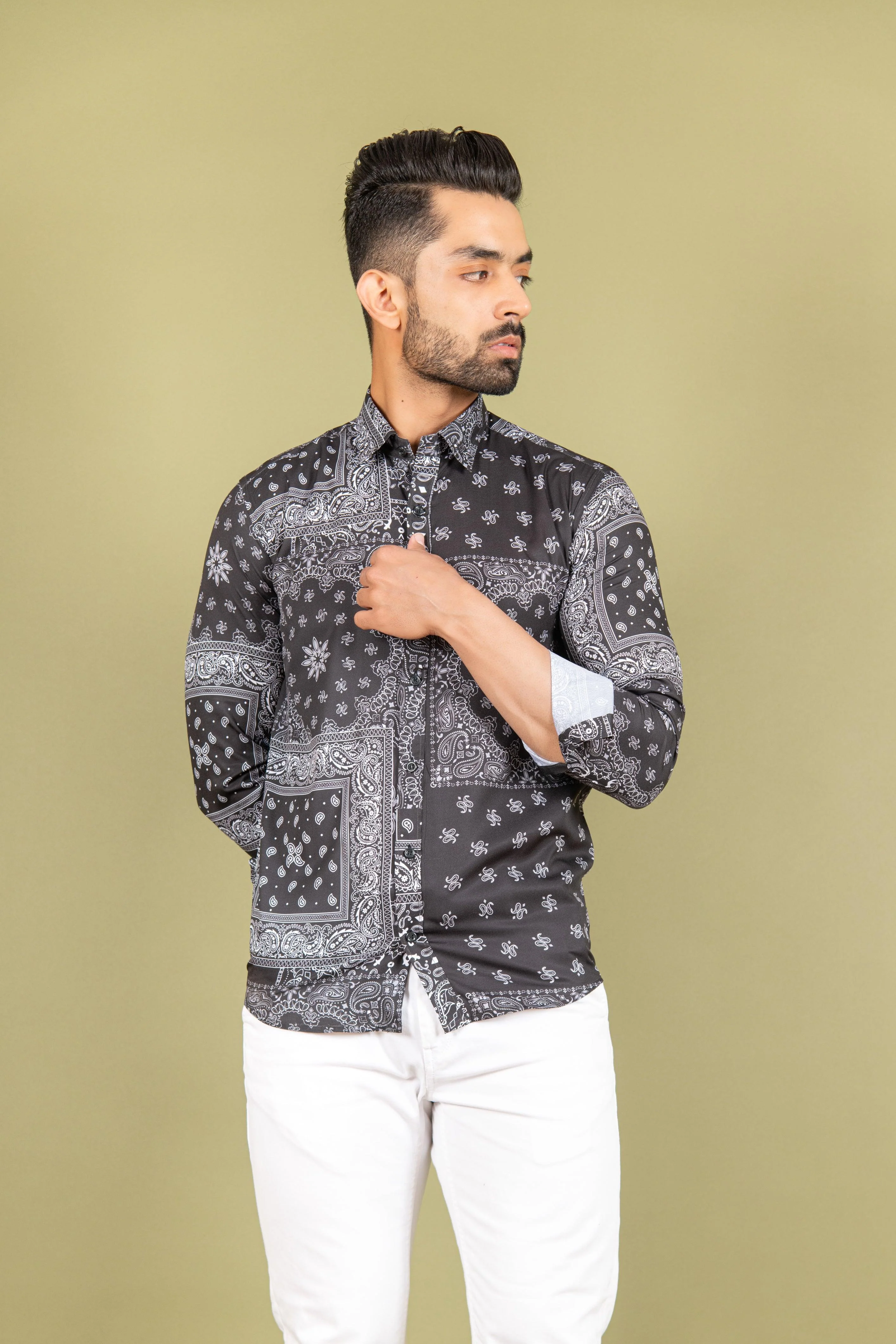 Black Crepe Printed Shirts - Image 4