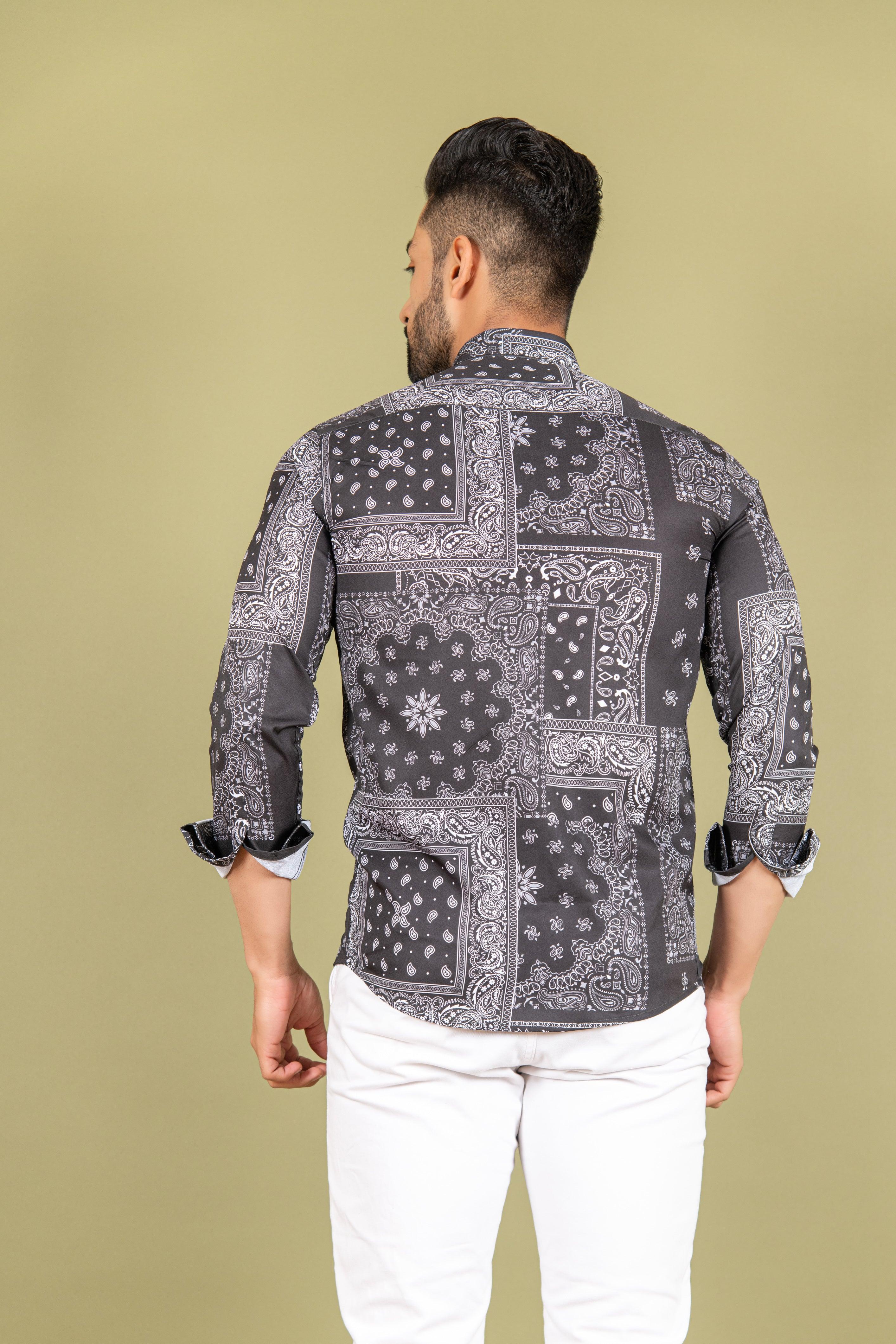 Black Crepe Printed Shirts - Image 5
