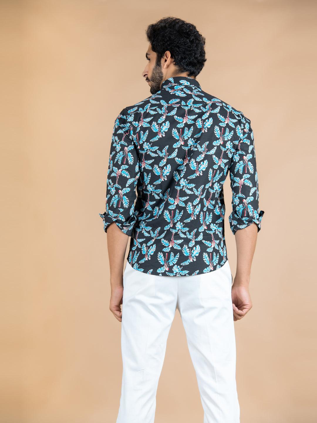 Black Fauna Printed Cotton Shirt - Image 4