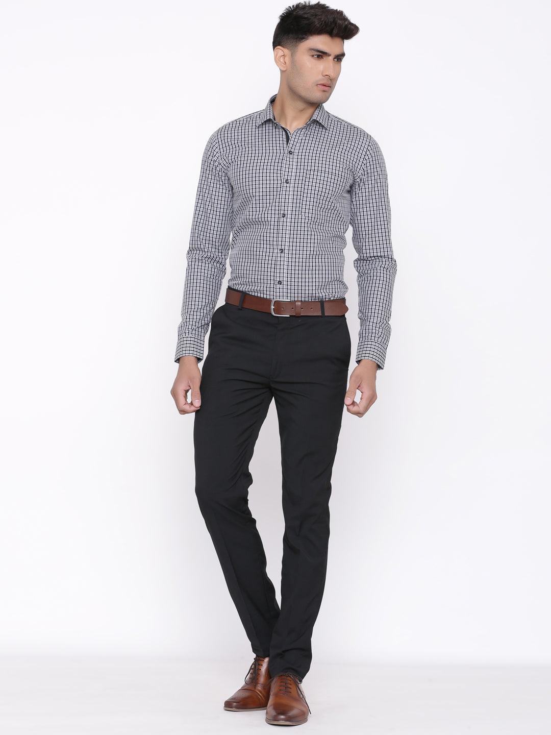 Black Gingham Checks Shirt - Image 5