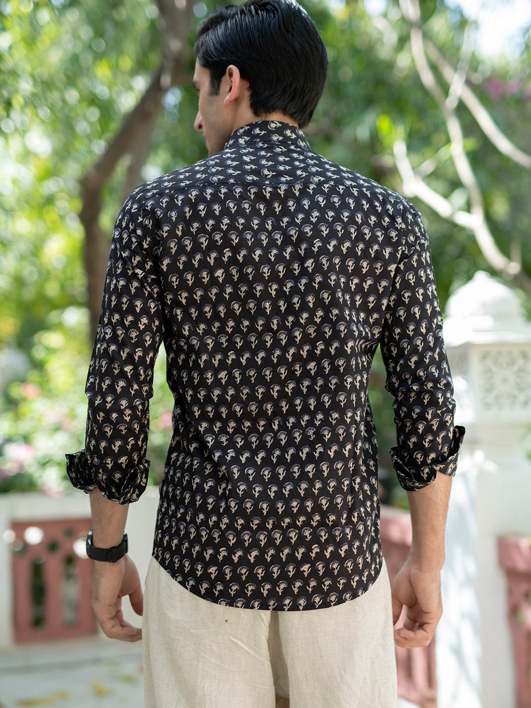 Black Jaipuri Cotton Printed Shirt - Image 5