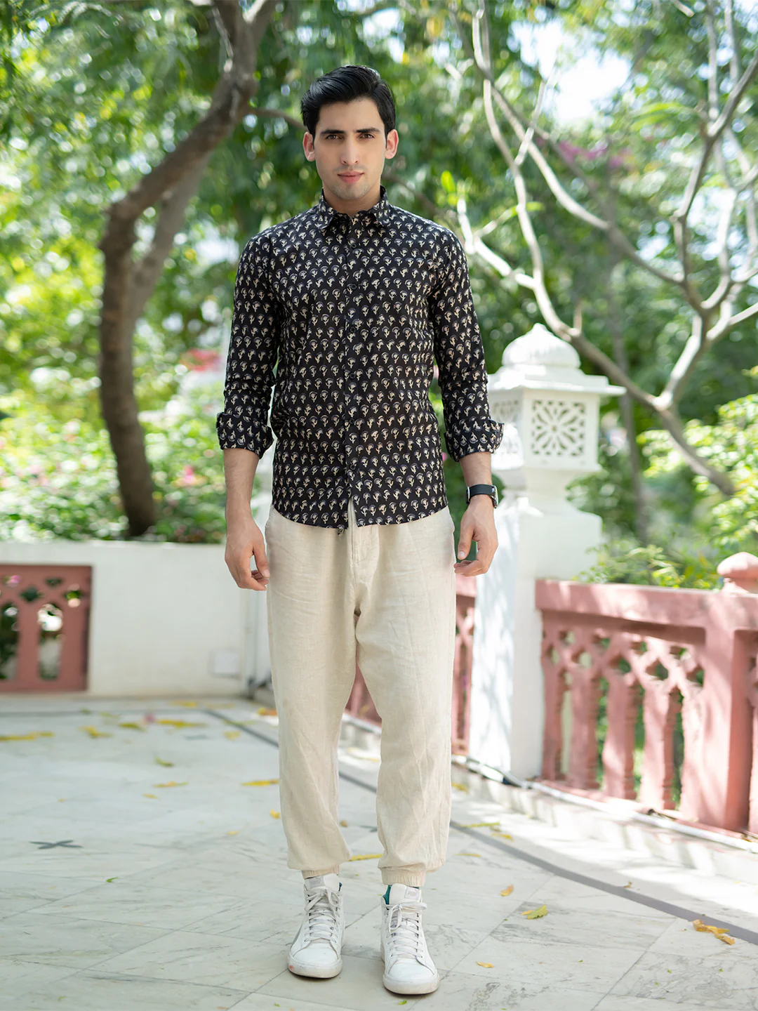 Black Jaipuri Cotton Printed Shirt - Image 6