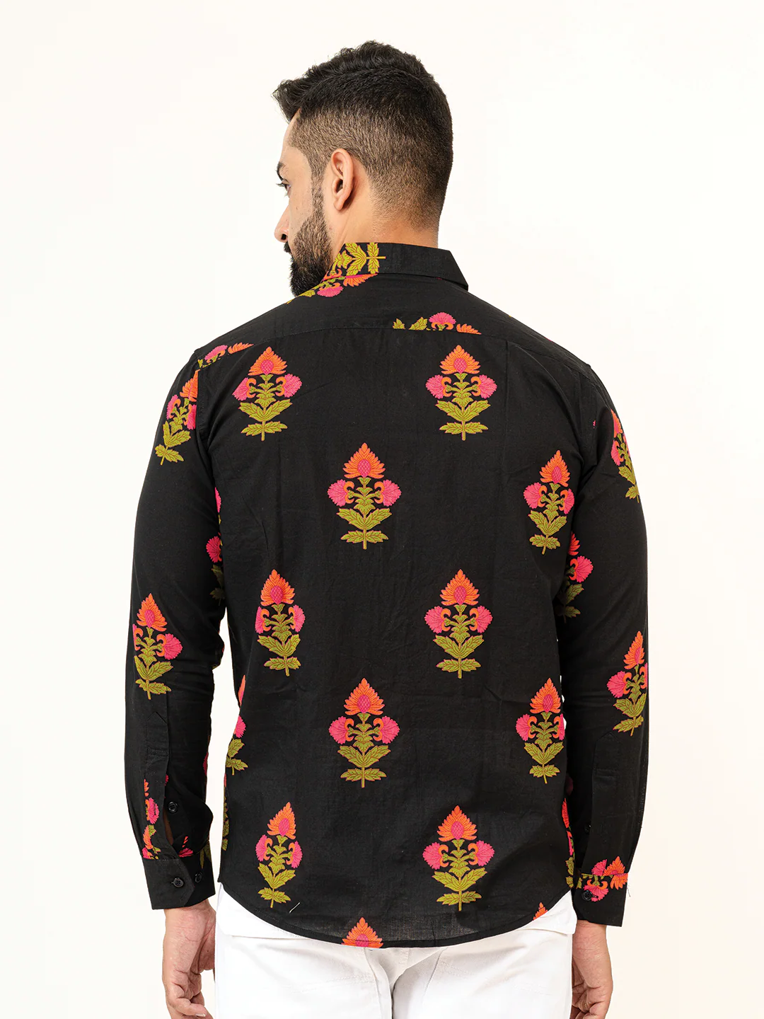 Black Jaipuri Cotton Printed Shirts For Men - Image 8