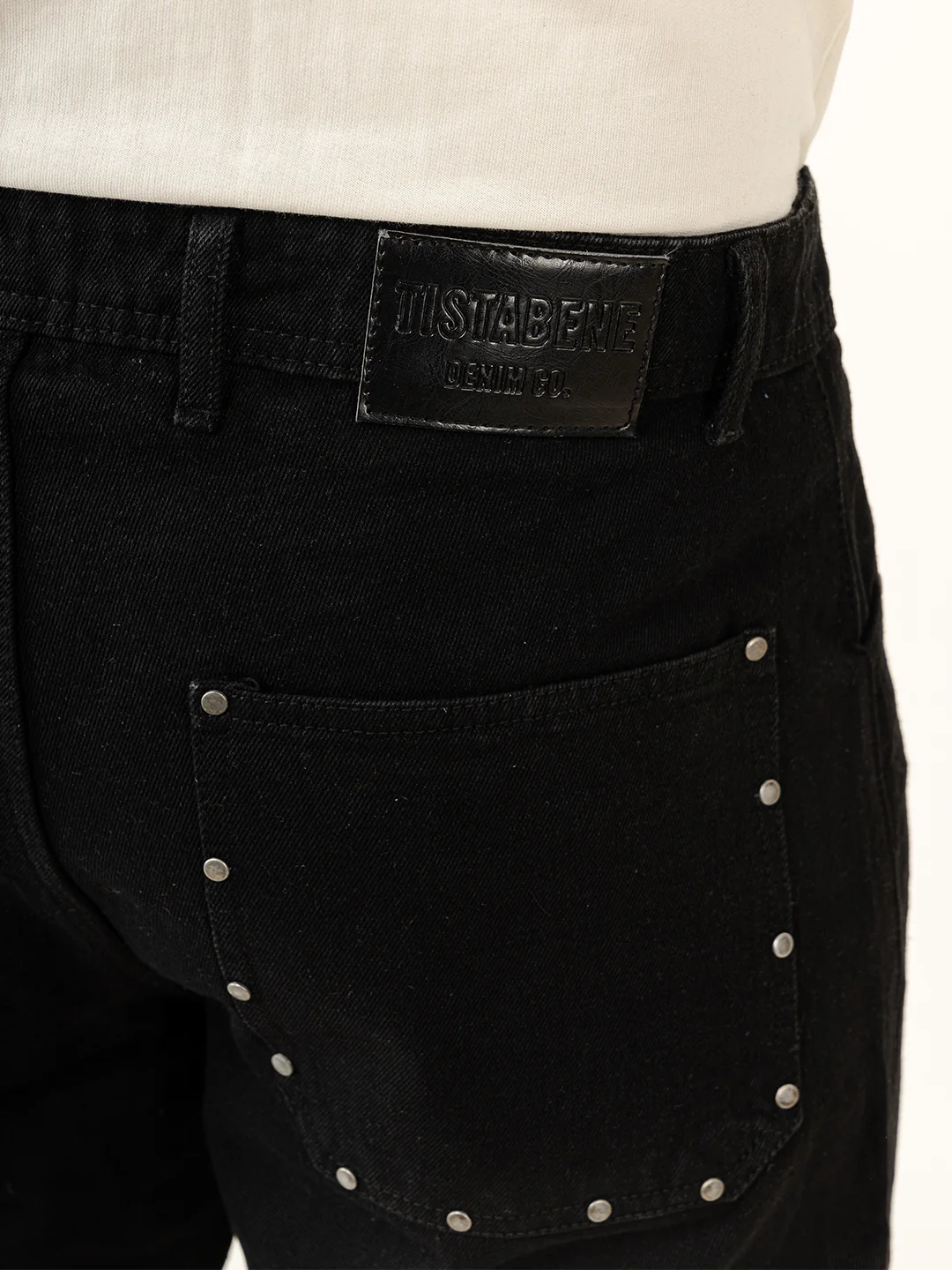 Black Straight Fit Denim Cargo Men's Jeans - Image 4