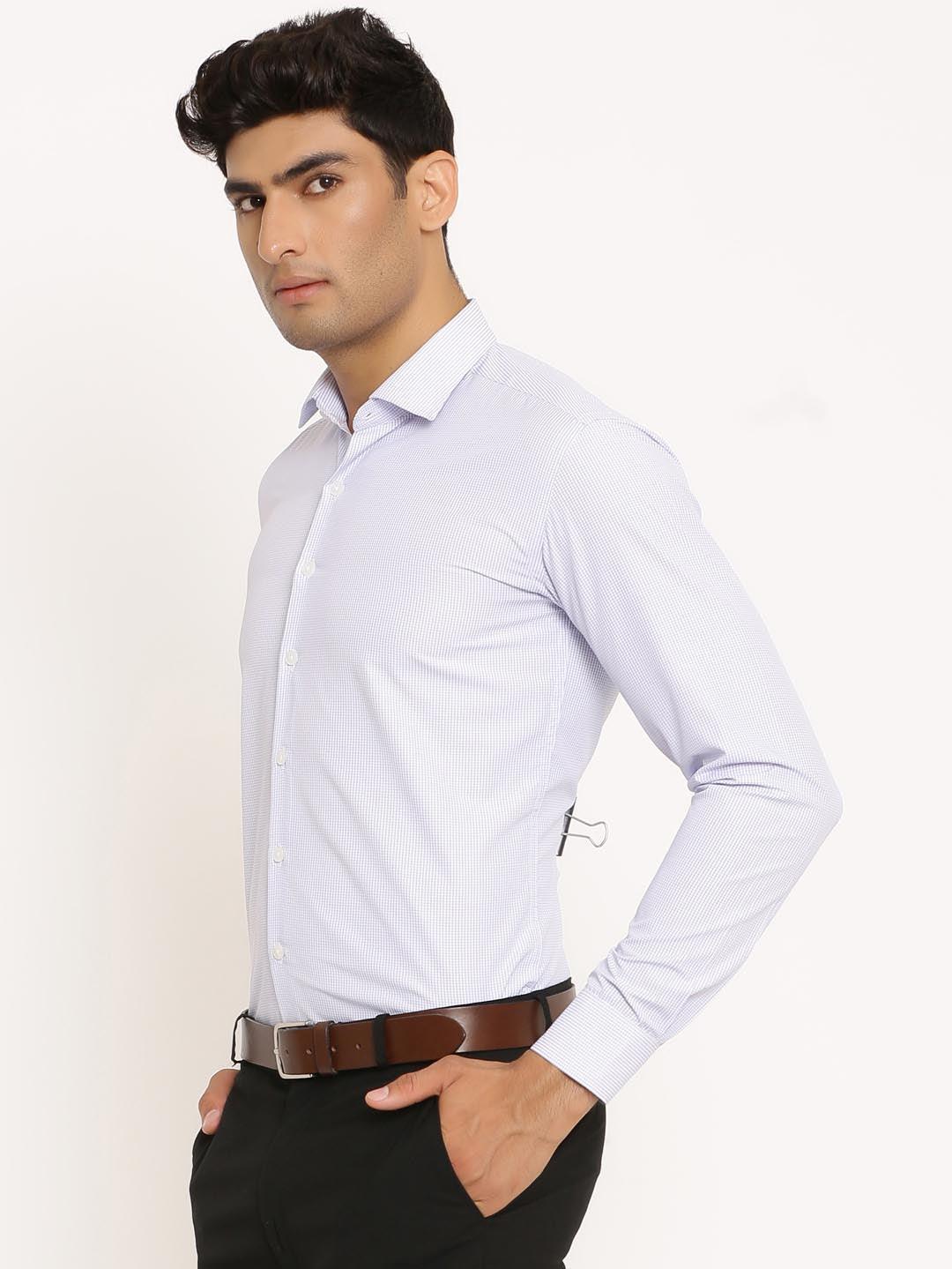 Blue Basic Small Checks Shirt - Image 3