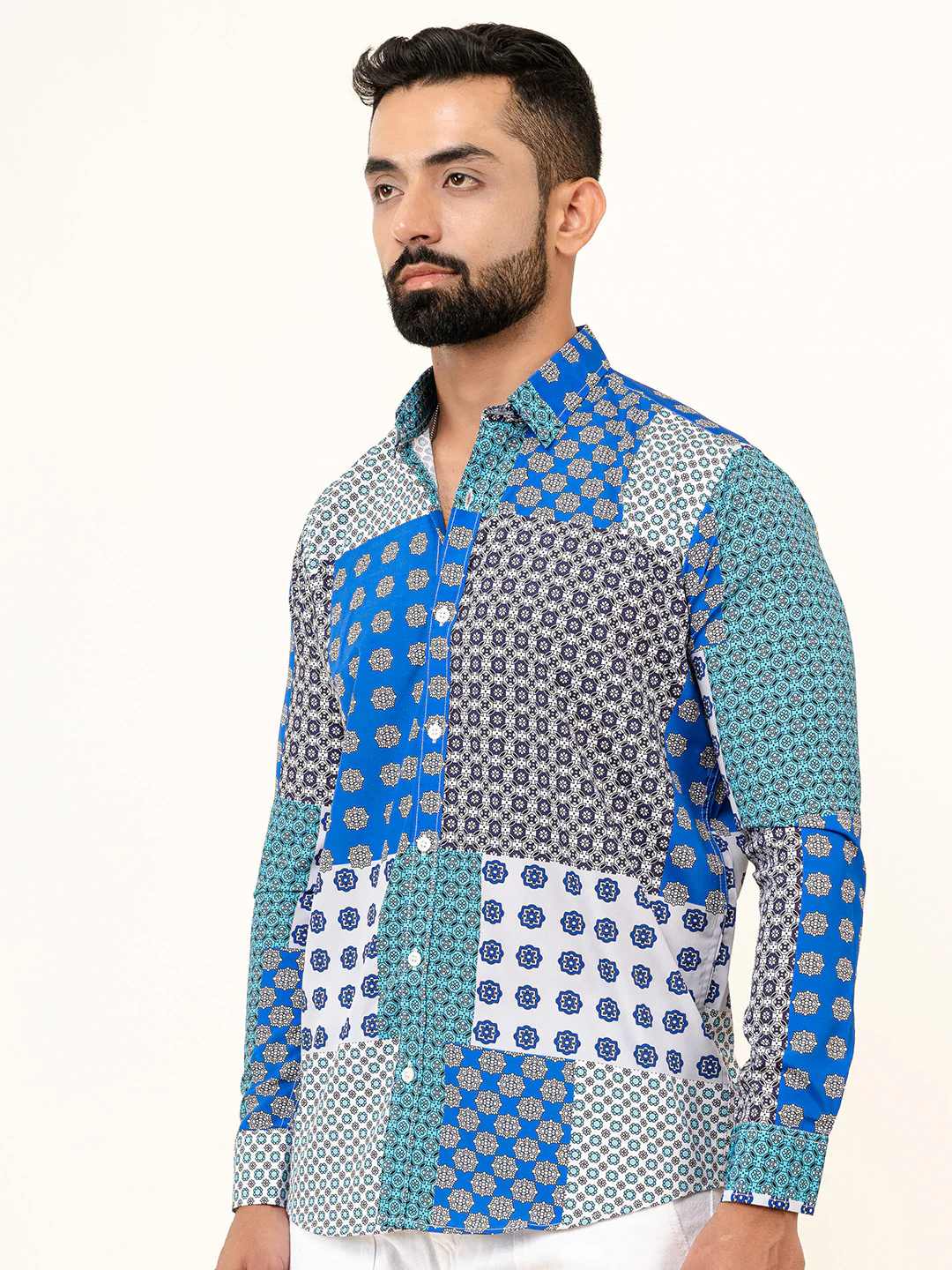 Blue Bohemian Full Sleeve Printed Shirt - Image 3