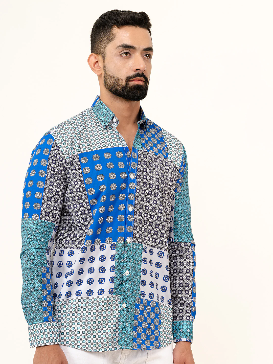 Blue Bohemian Full Sleeve Printed Shirt - Image 4