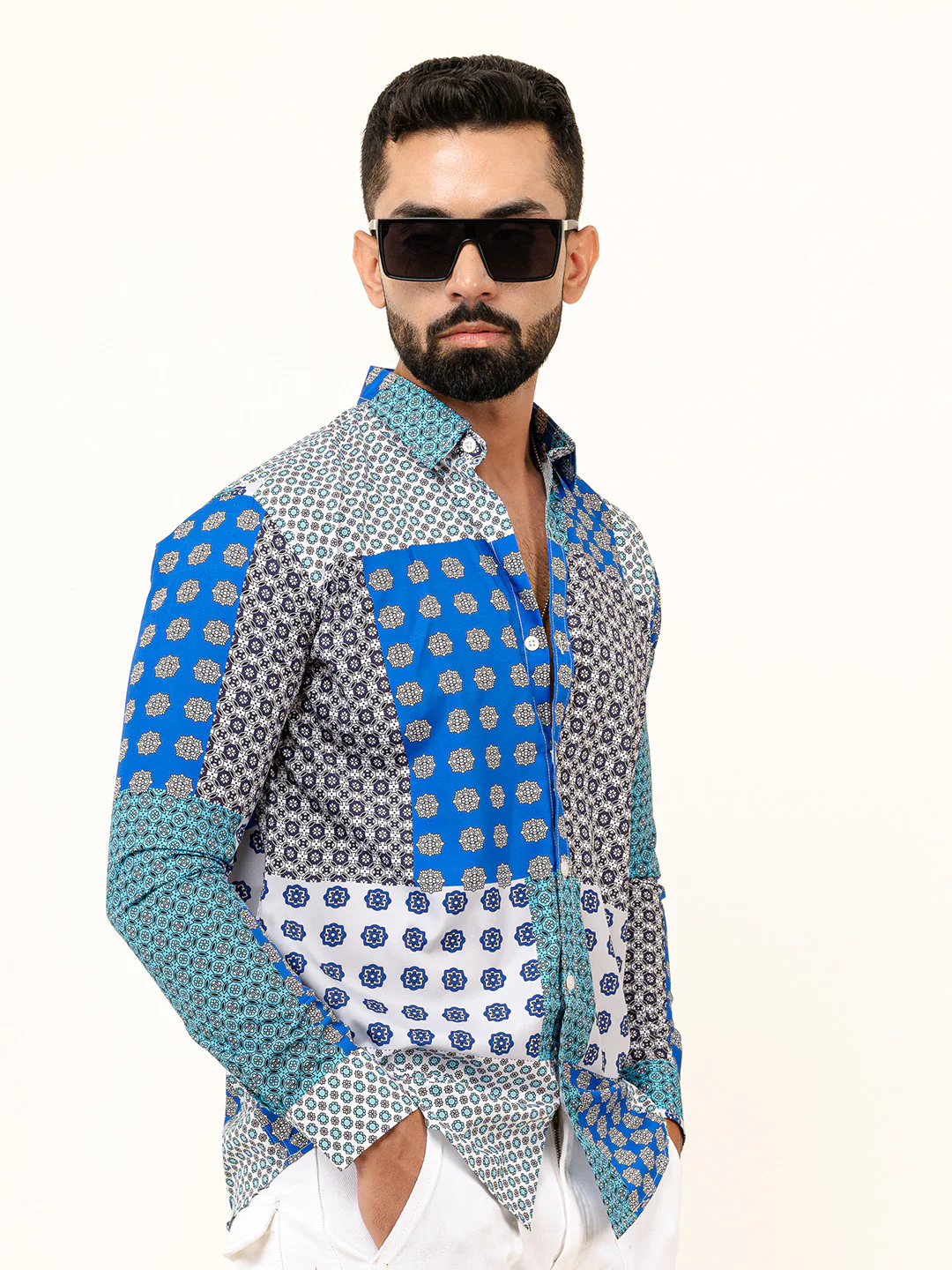 Blue Bohemian Full Sleeve Printed Shirt - Image 5
