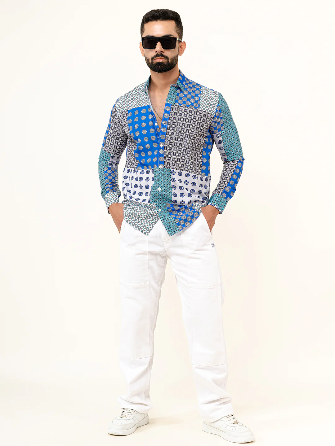 Blue Bohemian Full Sleeve Printed Shirt - Image 6