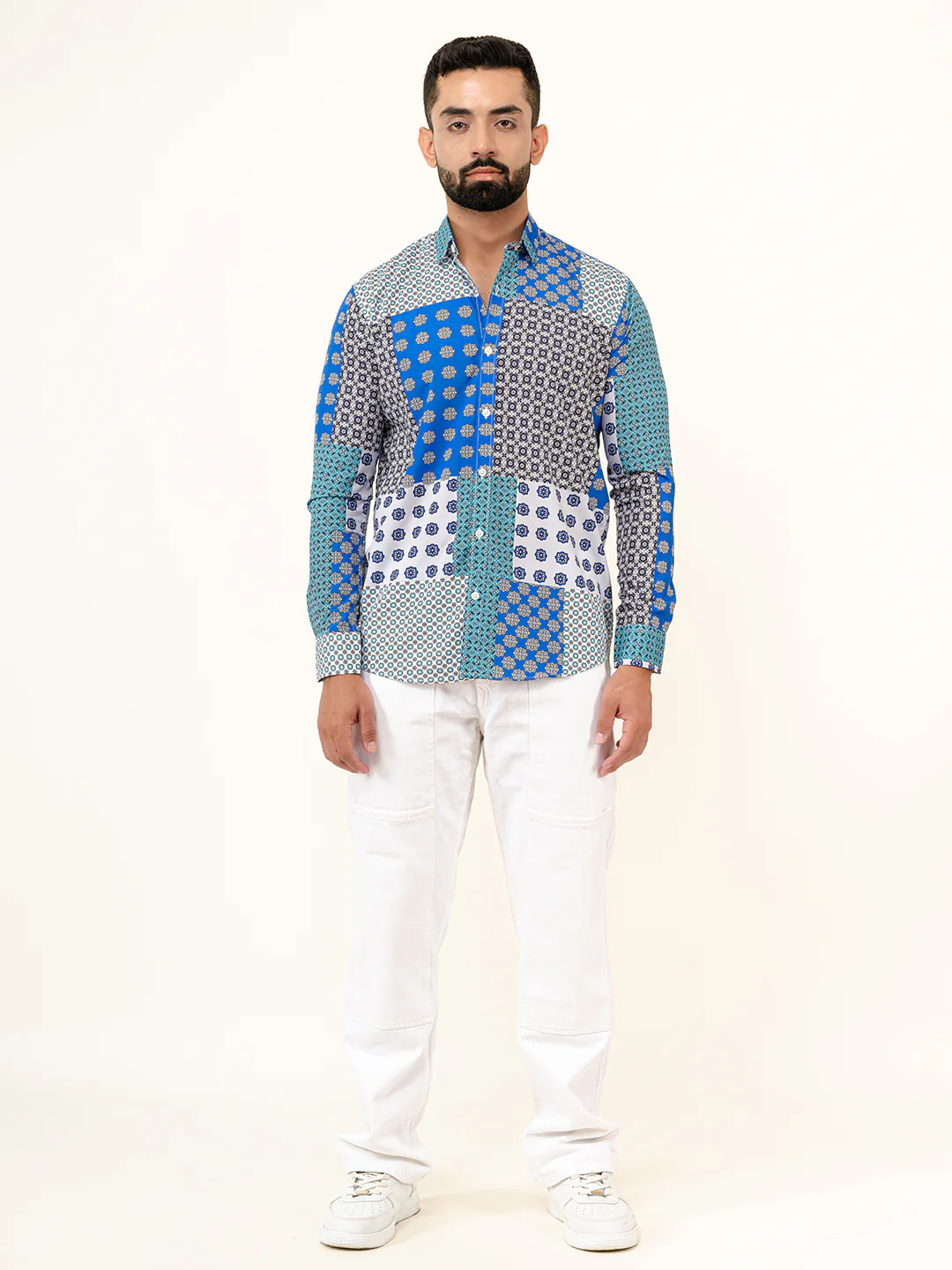 Blue Bohemian Full Sleeve Printed Shirt - Image 7