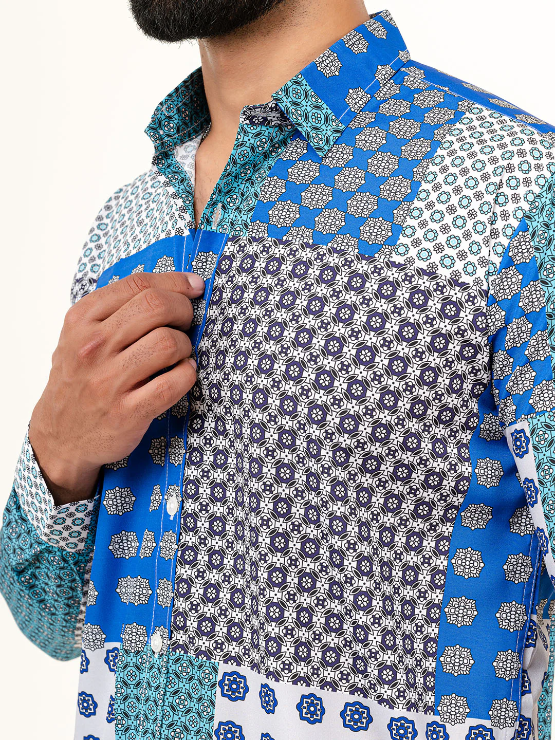 Blue Bohemian Full Sleeve Printed Shirt - Image 8