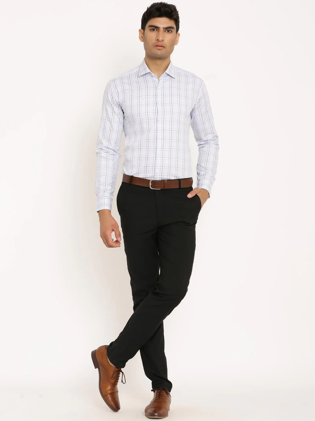 Blue Crescent Checks Shirt - Image 5