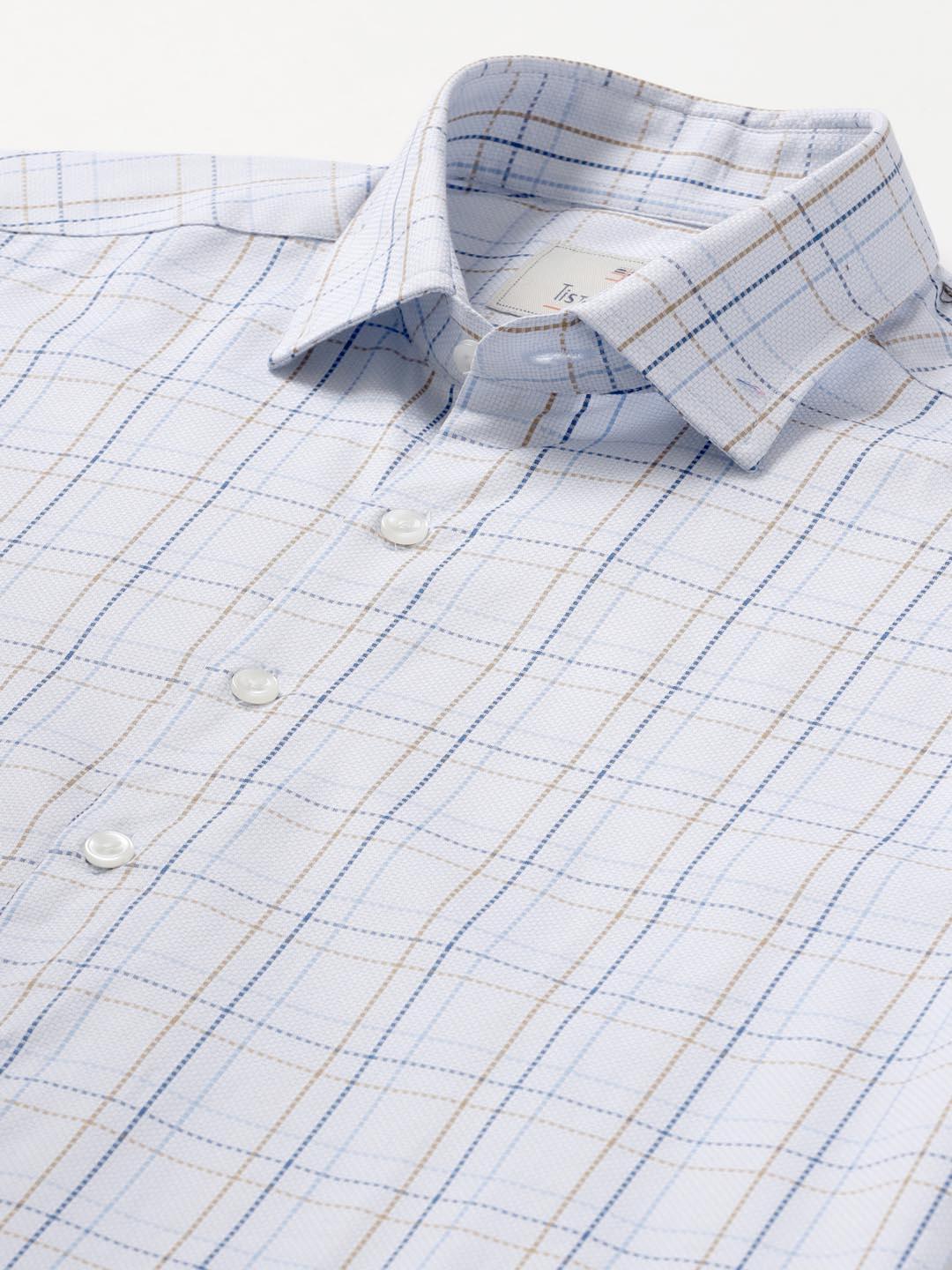 Blue Crescent Checks Shirt - Image 6
