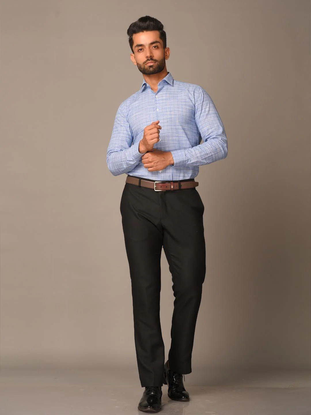 Blue Plaid Checks Cotton Shirt - Image 4