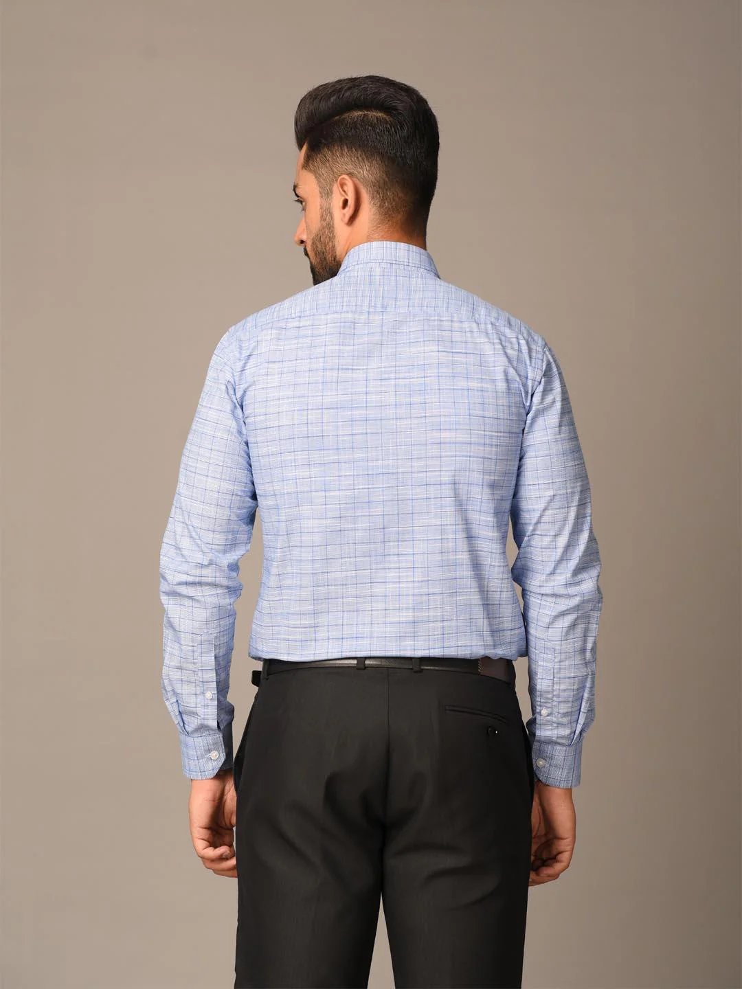 Blue Plaid Checks Cotton Shirt - Image 6