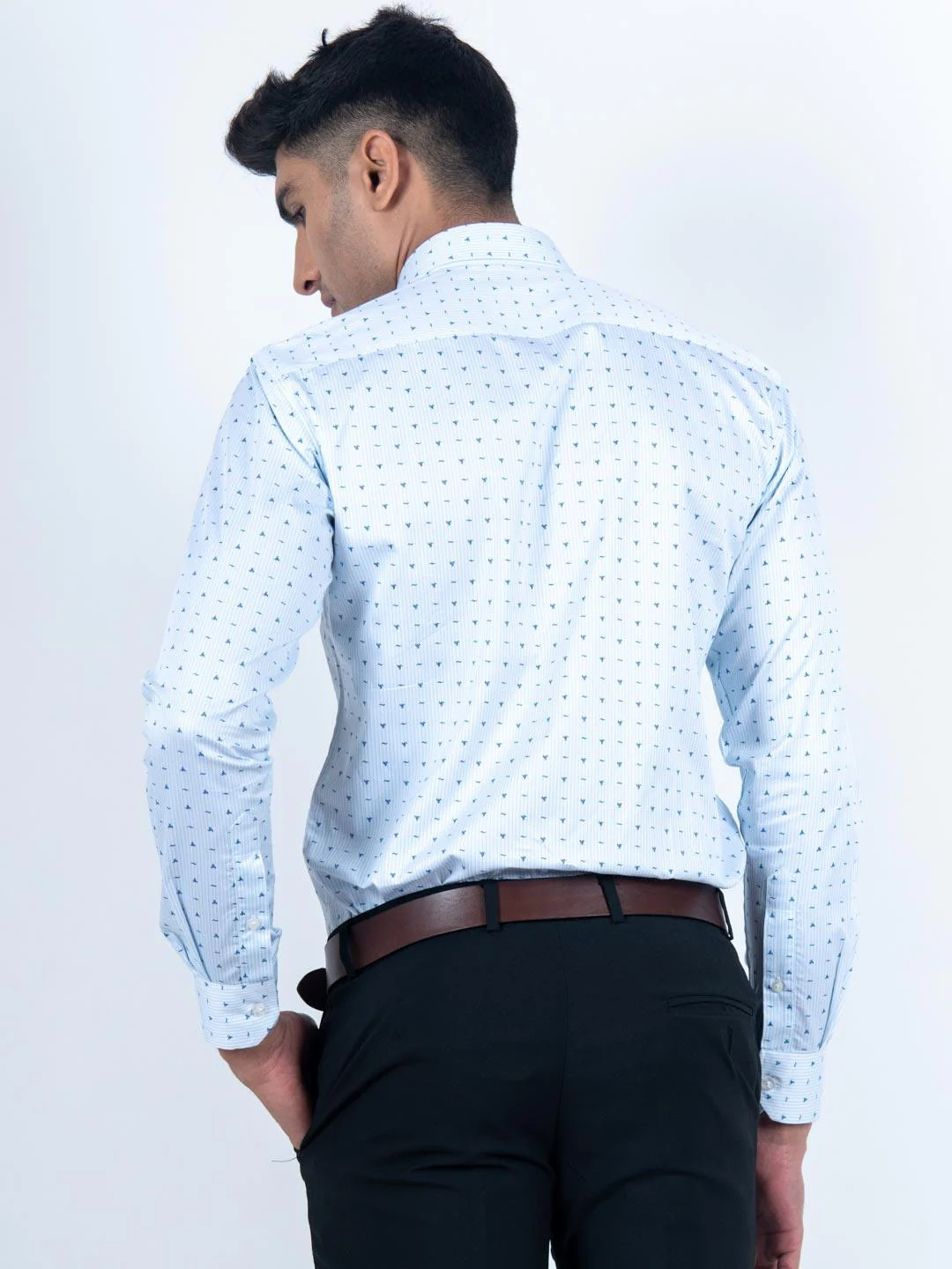 Blue Self Printed Shirt - Image 6