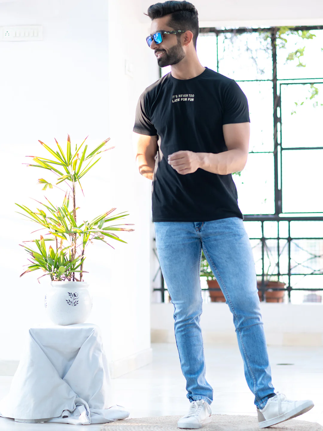 Blue Skinny Fit Stretchable Men's Jeans - Image 7