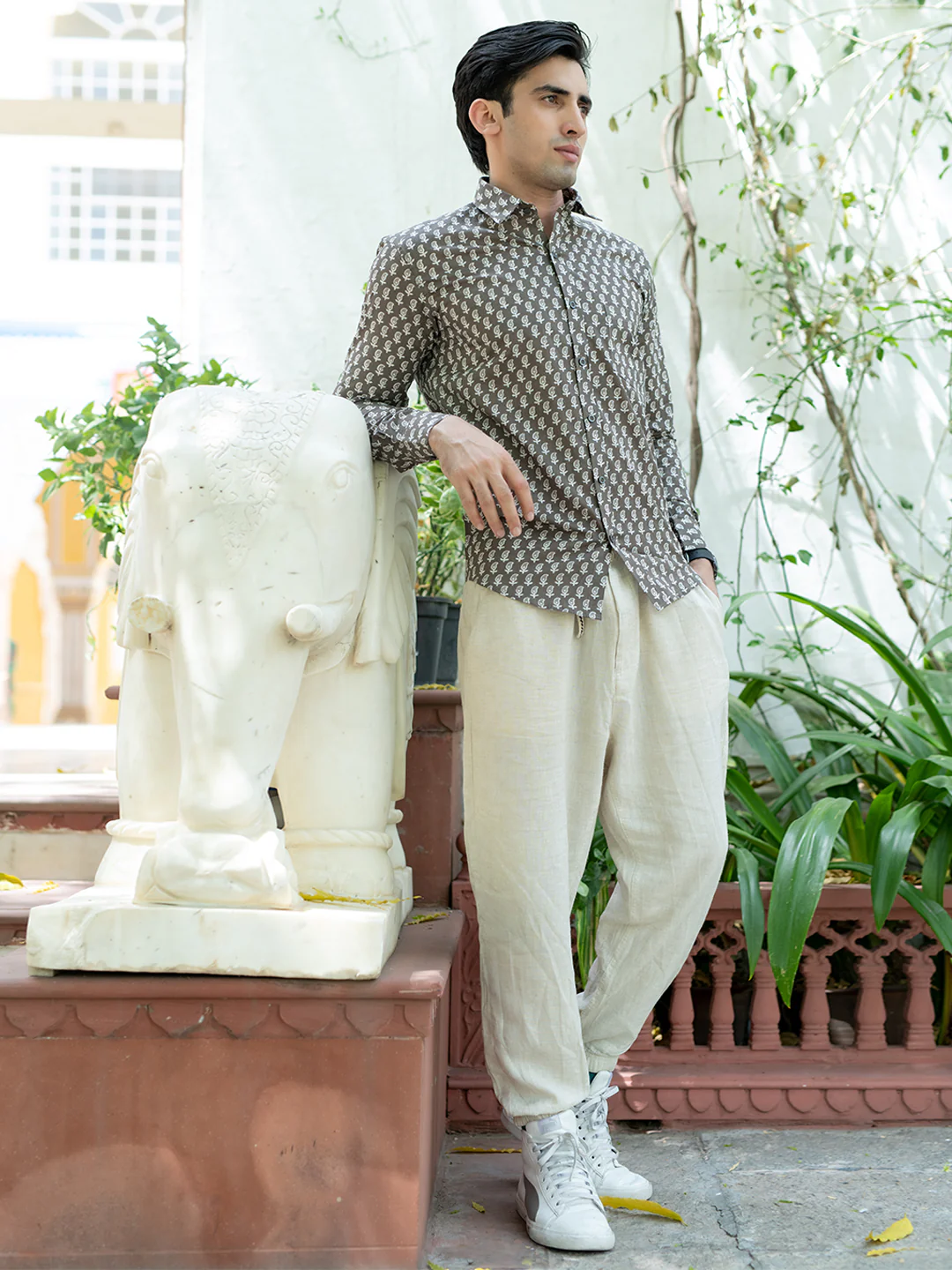 Brown Jaipuri Printed Cotton Shirt - Image 6