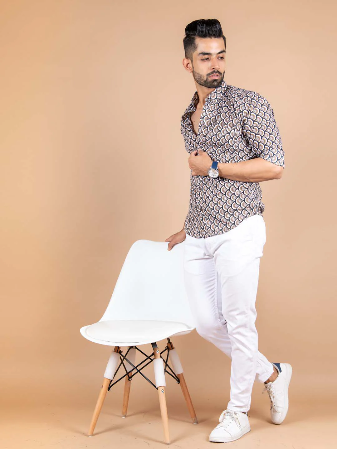 Brown Takeshi Full Sleeve Cotton Printed Shirt - Image 4