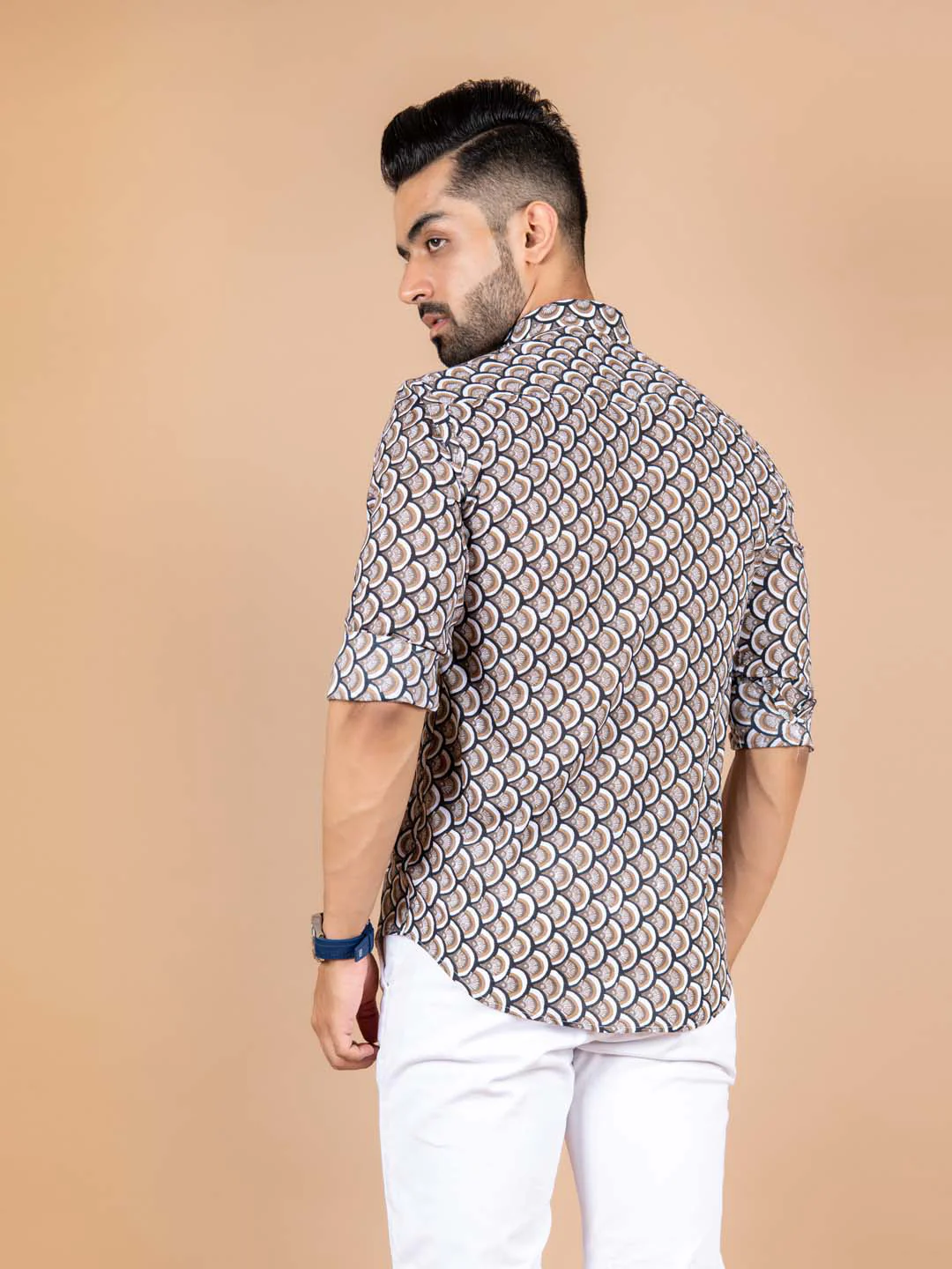 Brown Takeshi Full Sleeve Cotton Printed Shirt - Image 5