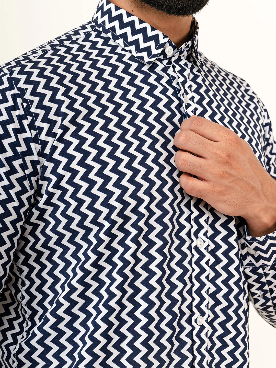 Chevron Crepe Full Sleeve Printed Shirt - Image 3