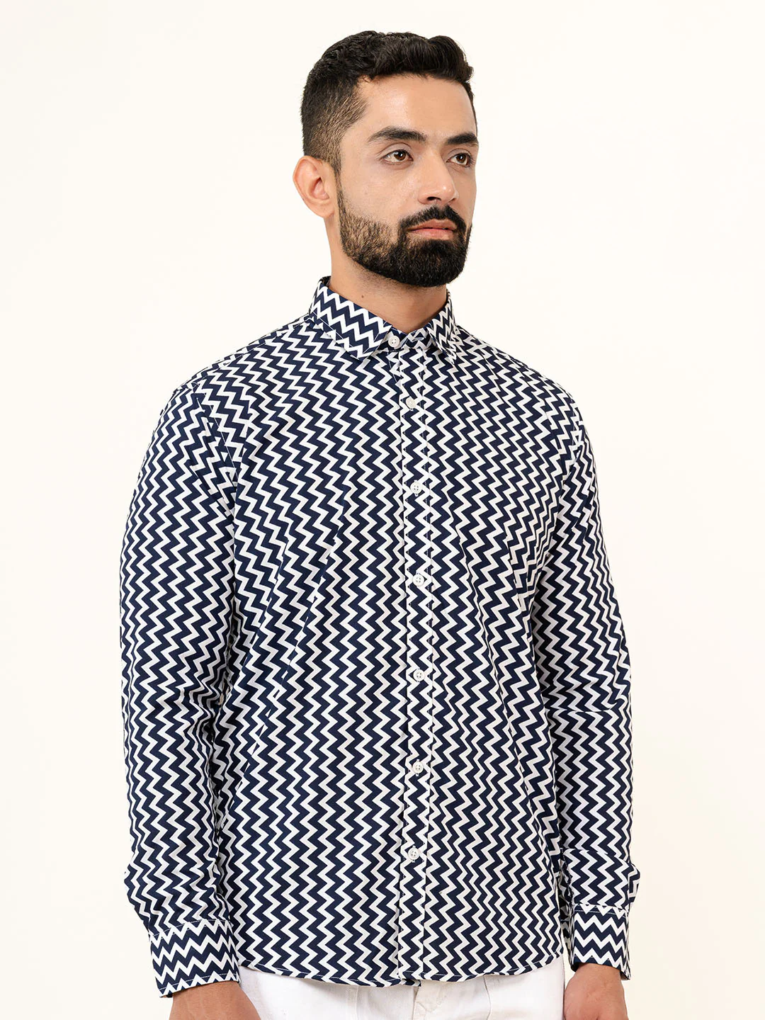 Chevron Crepe Full Sleeve Printed Shirt - Image 4