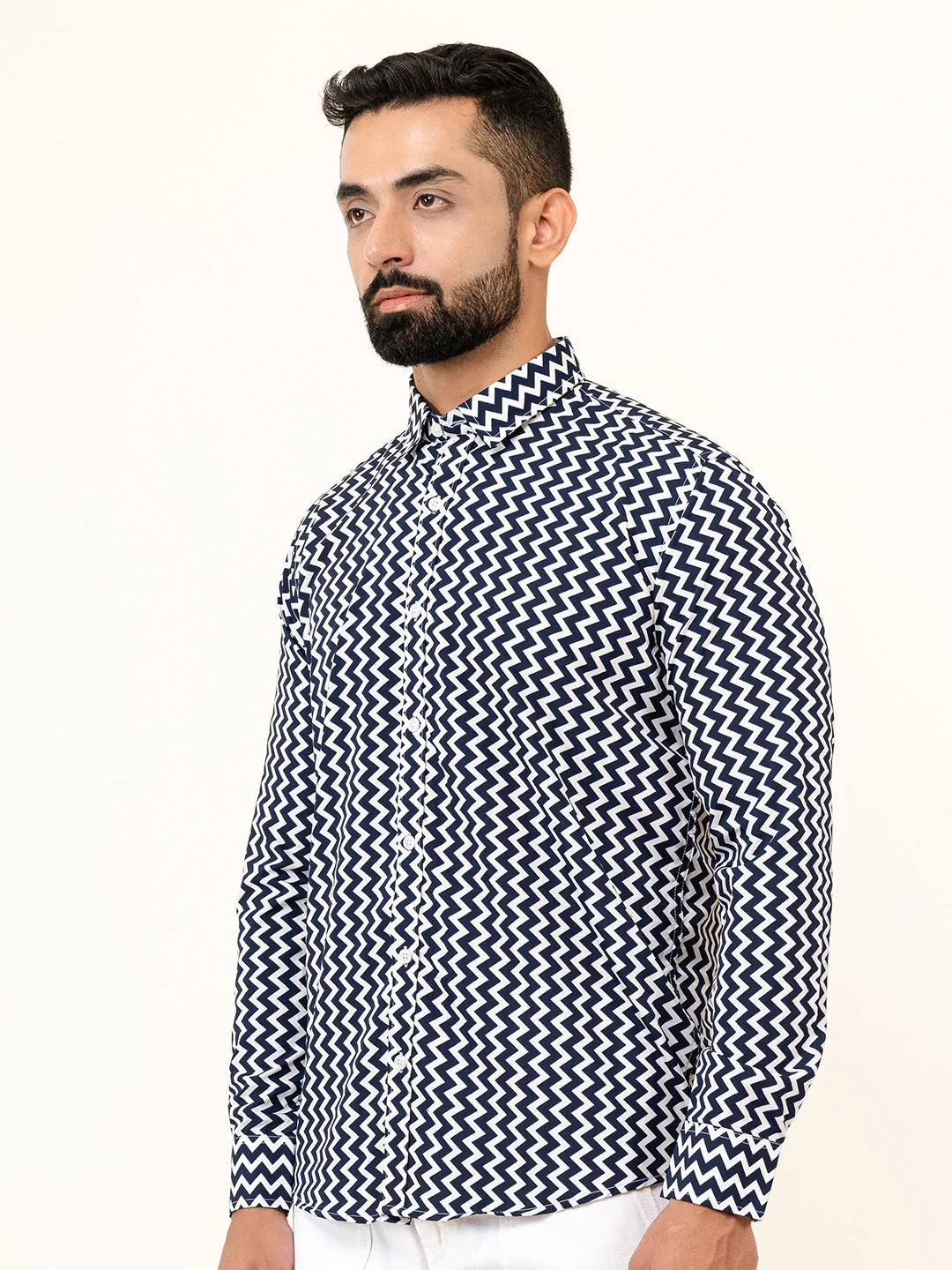 Chevron Crepe Full Sleeve Printed Shirt - Image 5