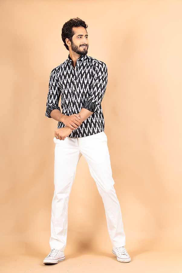 Cotton Black Jaipuri Printed Shirts For Men - Image 3