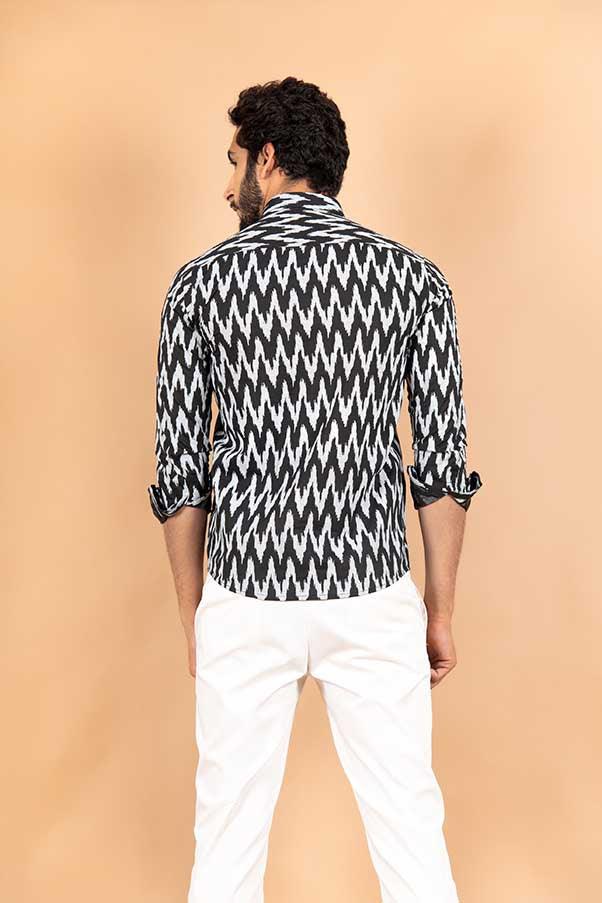 Cotton Black Jaipuri Printed Shirts For Men - Image 6