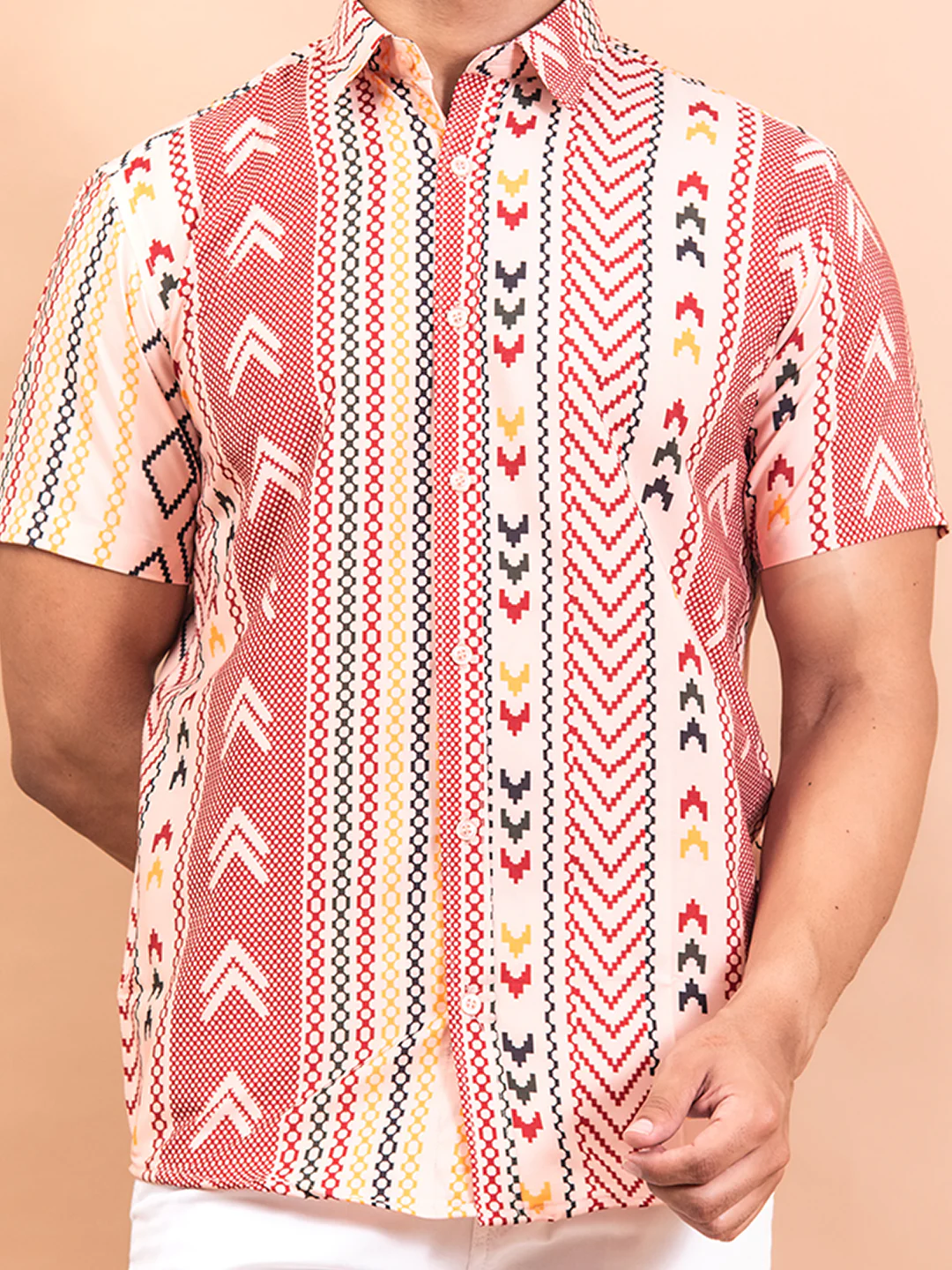 Directional Half Sleeves Crepe Printed Shirts For Men - Image 3