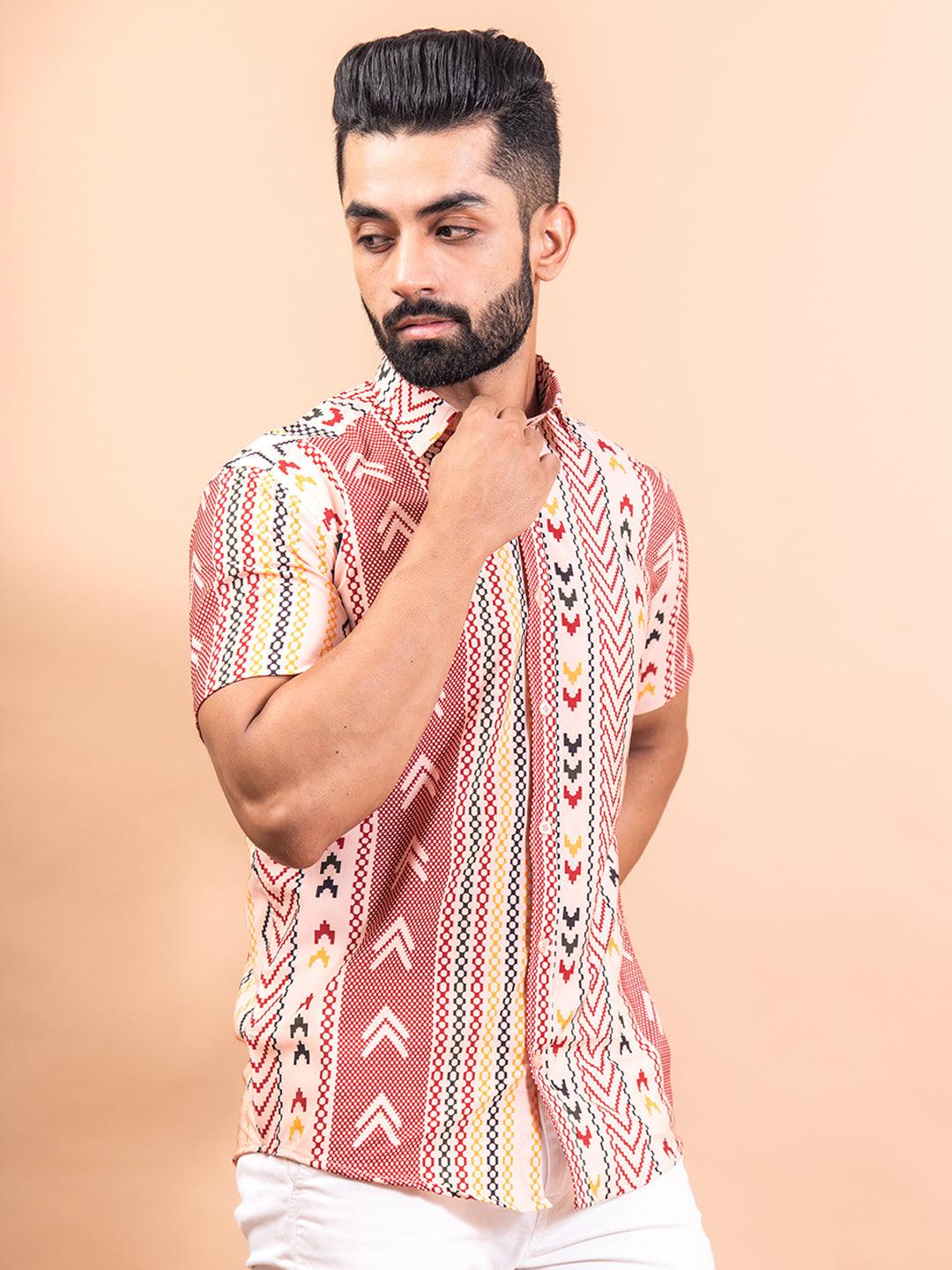 Directional Half Sleeves Crepe Printed Shirts For Men - Image 4