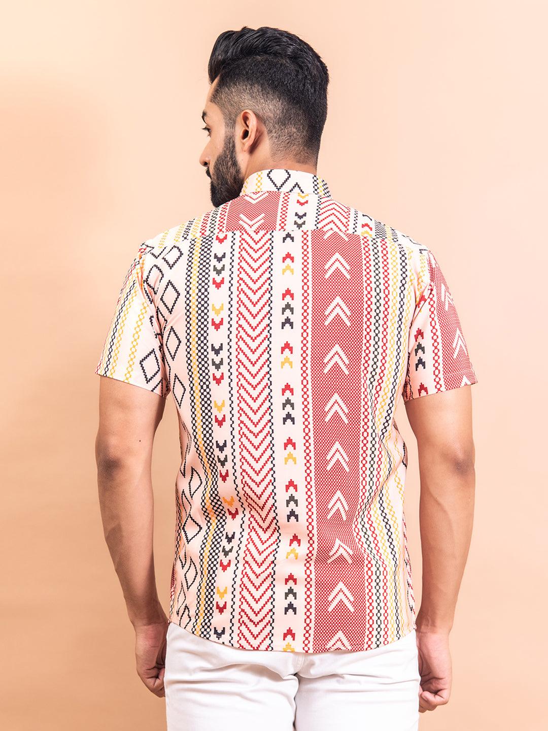 Directional Half Sleeves Crepe Printed Shirts For Men - Image 6