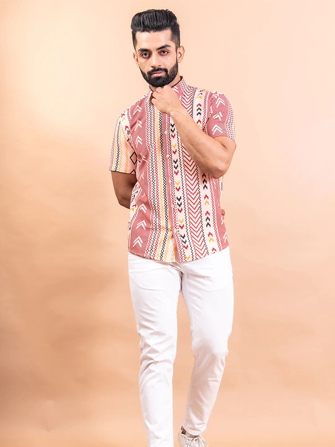 Directional Half Sleeves Crepe Printed Shirts For Men - Image 7