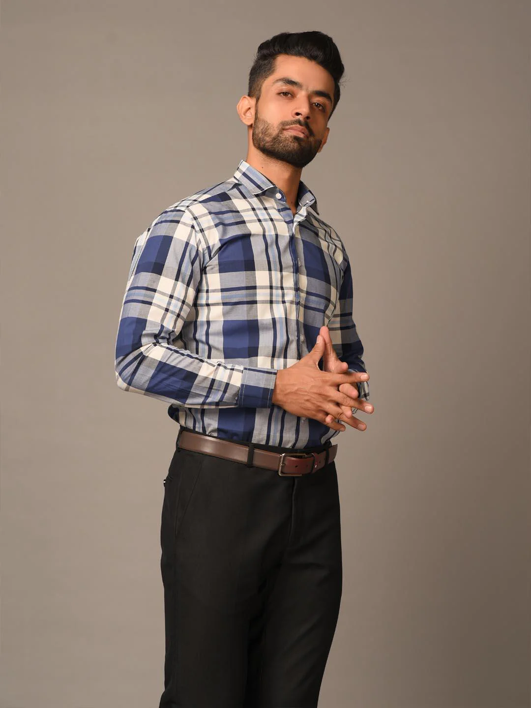 Euphoric Blue Checks Giza Shirt - Image 3