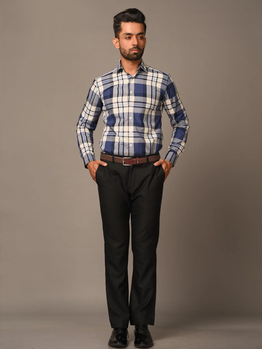 Euphoric Blue Checks Giza Shirt - Image 4