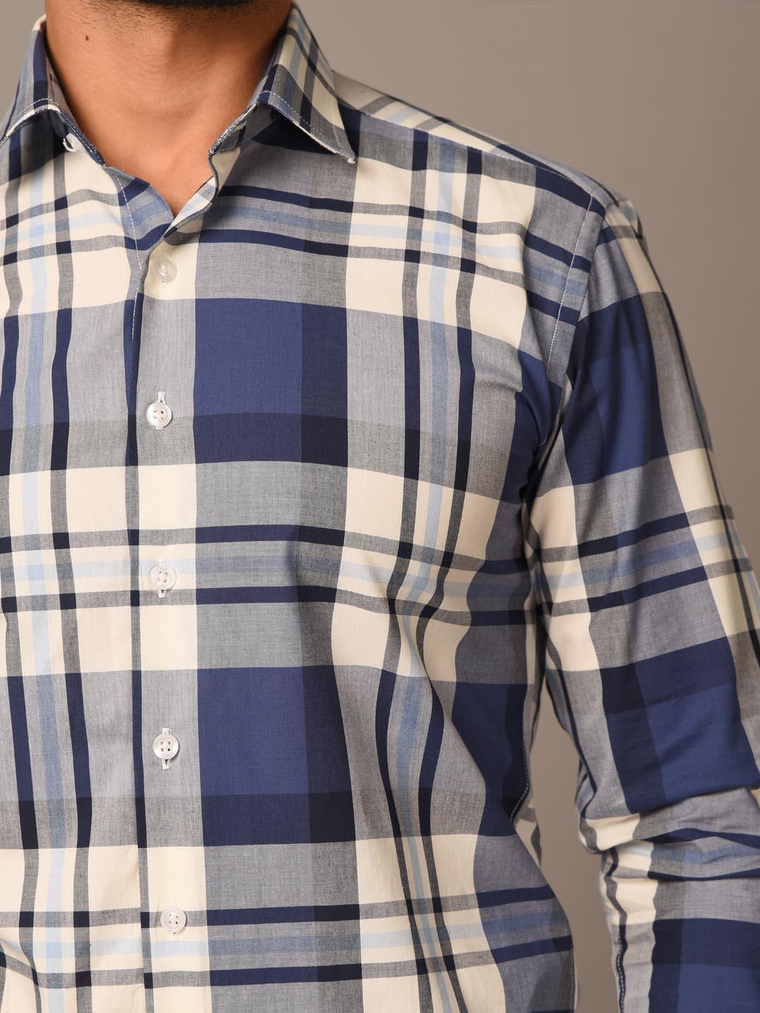 Euphoric Blue Checks Giza Shirt - Image 5