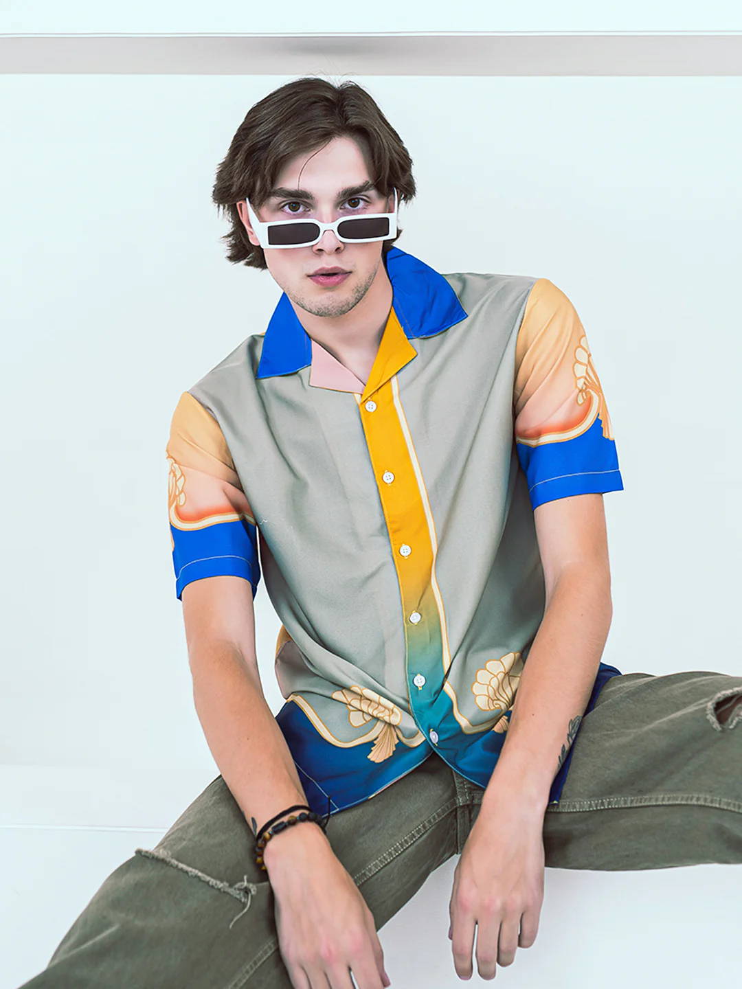 Graphic Tistabene Back Printed Oversized Multicolor Crepe Shirt - Image 4