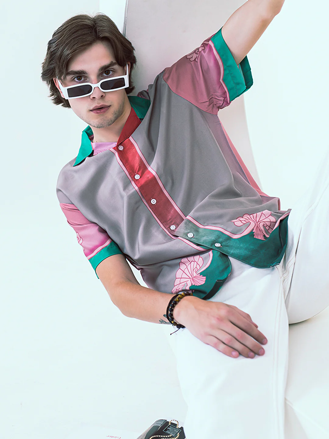 Graphic Tistabene Back Printed Oversized Multicolor Crepe Shirt - Image 4