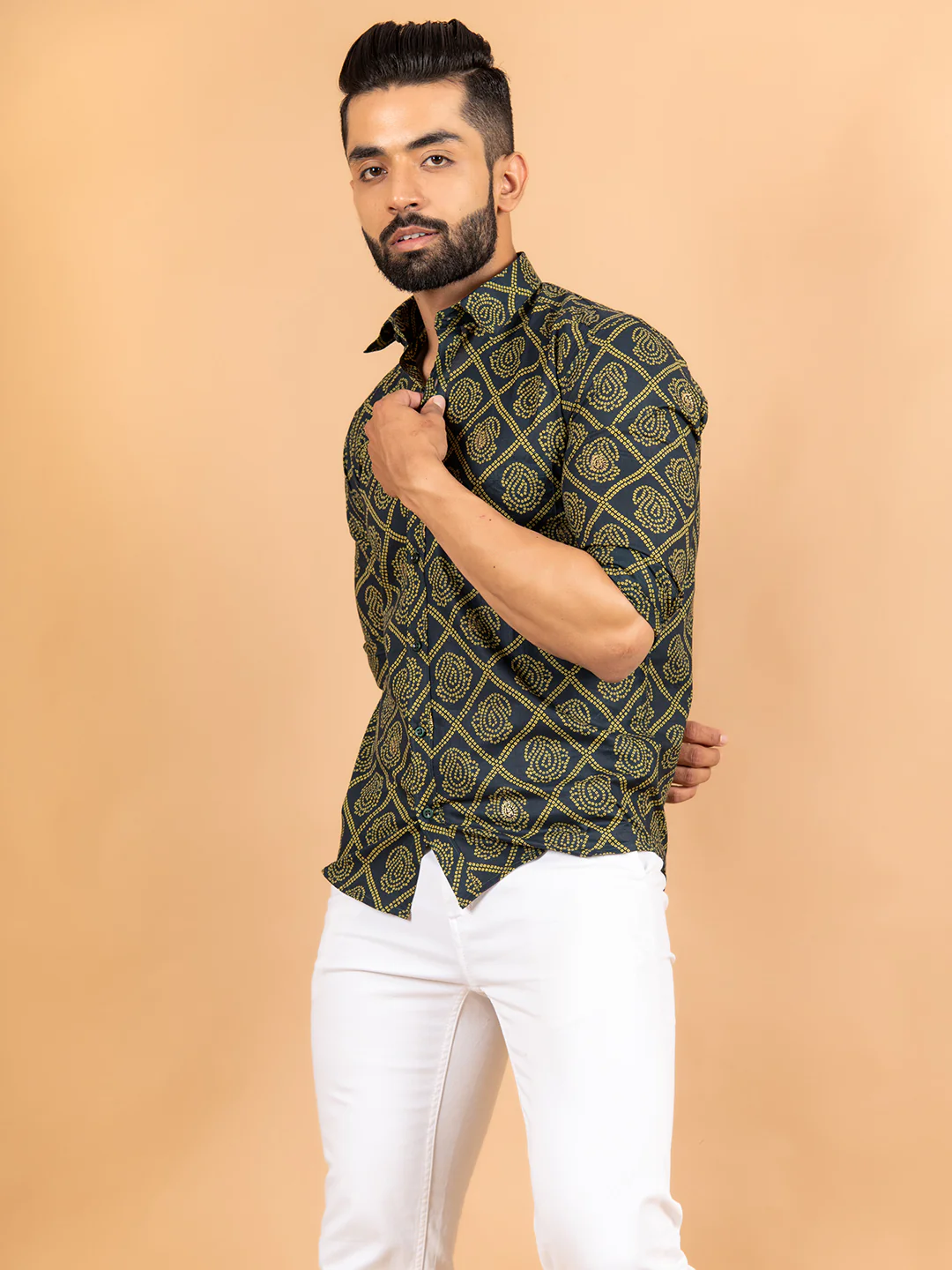 Green Jaipuri Cotton Printed Shirt - Image 3