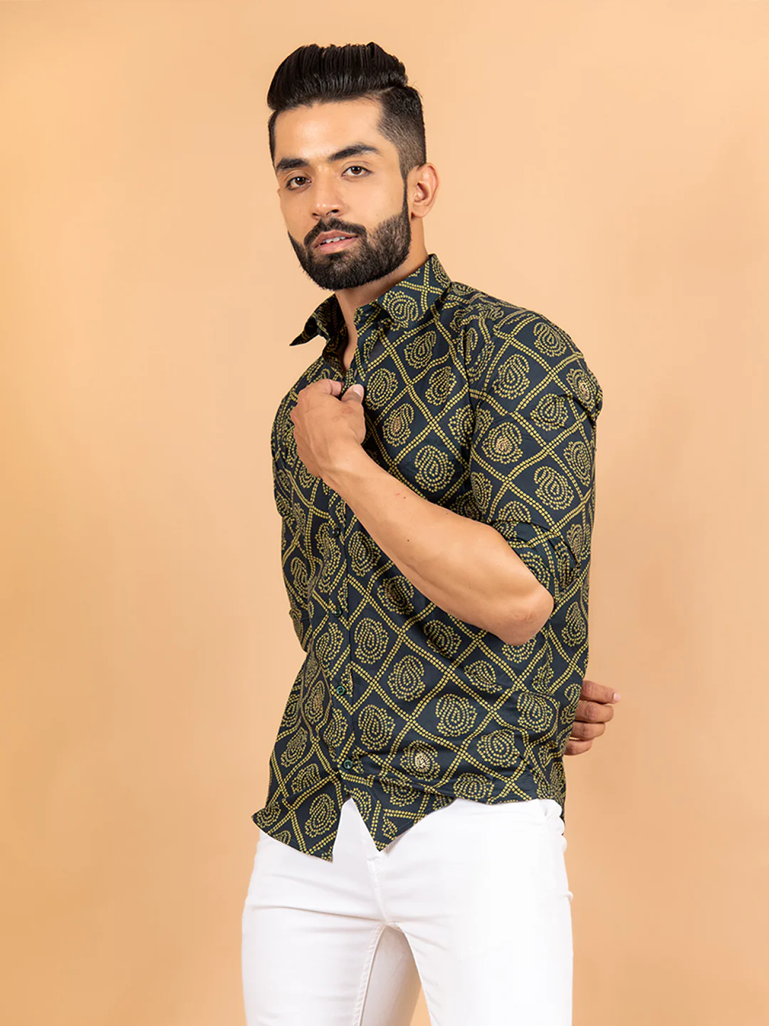 Green Jaipuri Cotton Printed Shirt - Image 5