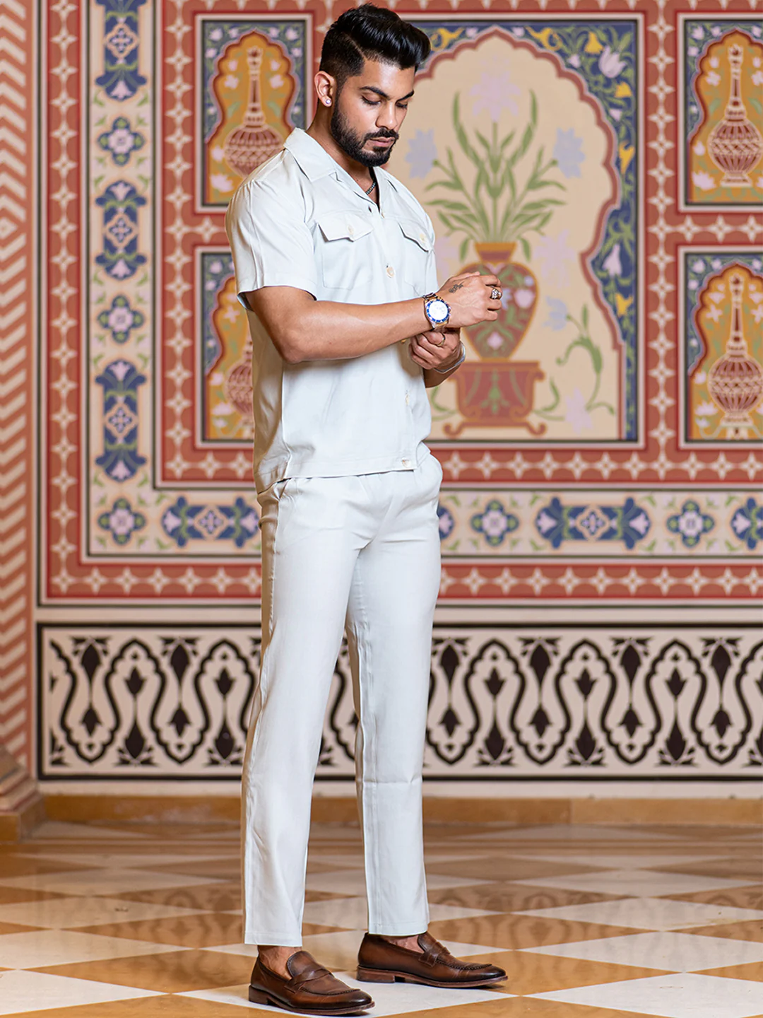 Grey Half Sleeves Modal Co-ord Set - Image 3