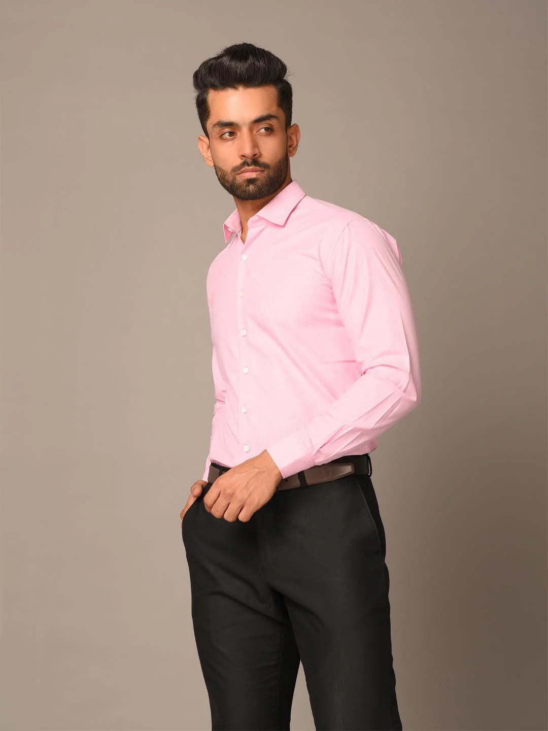Light Pink Stripes Formal Shirt - Image 3